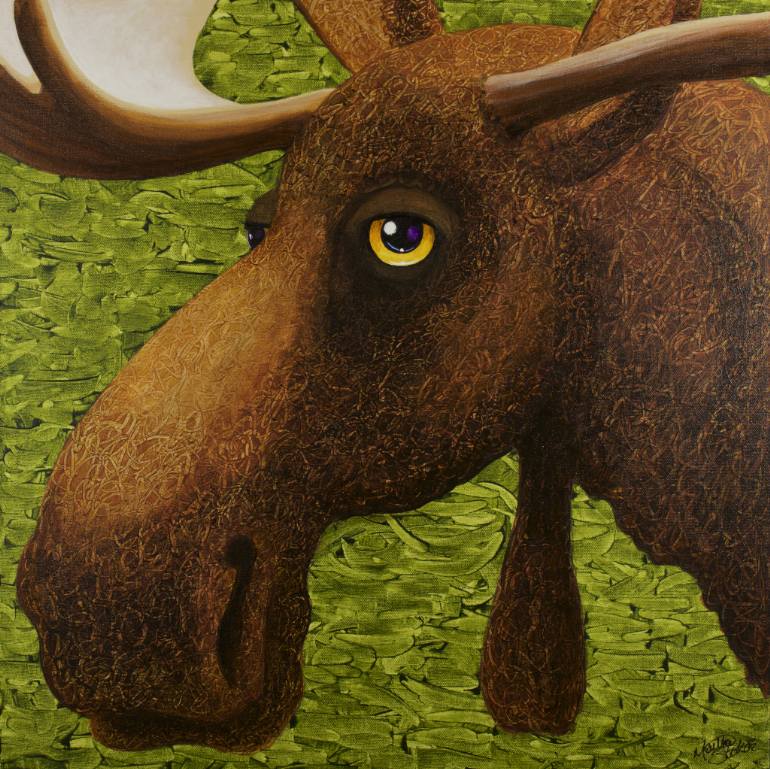 770x769 Saatchi Art Moose Head Painting By Martha Stokoe - Moose Head Painting