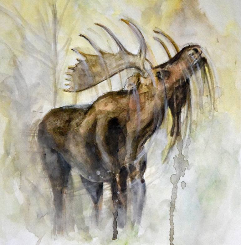 770x783 Saatchi Art Bull Moose Painting By Scott Kish - Moose Painting