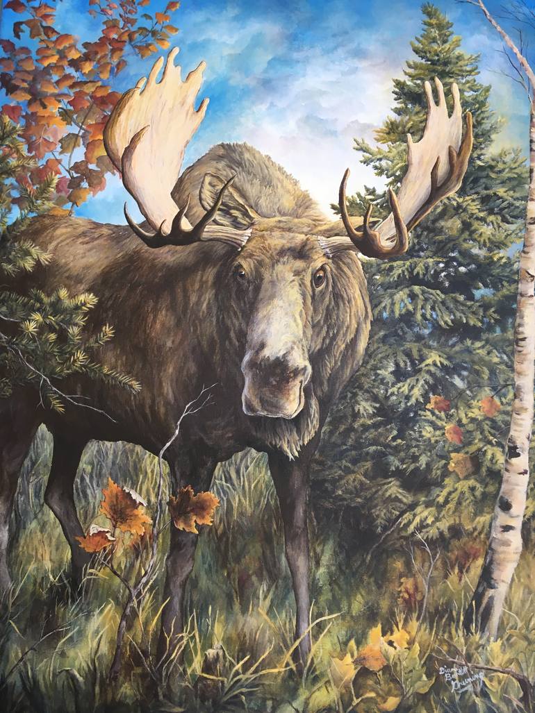 770x1027 Saatchi Art Morning Moose Painting By Diane Bartlett Greening - Moose Painting