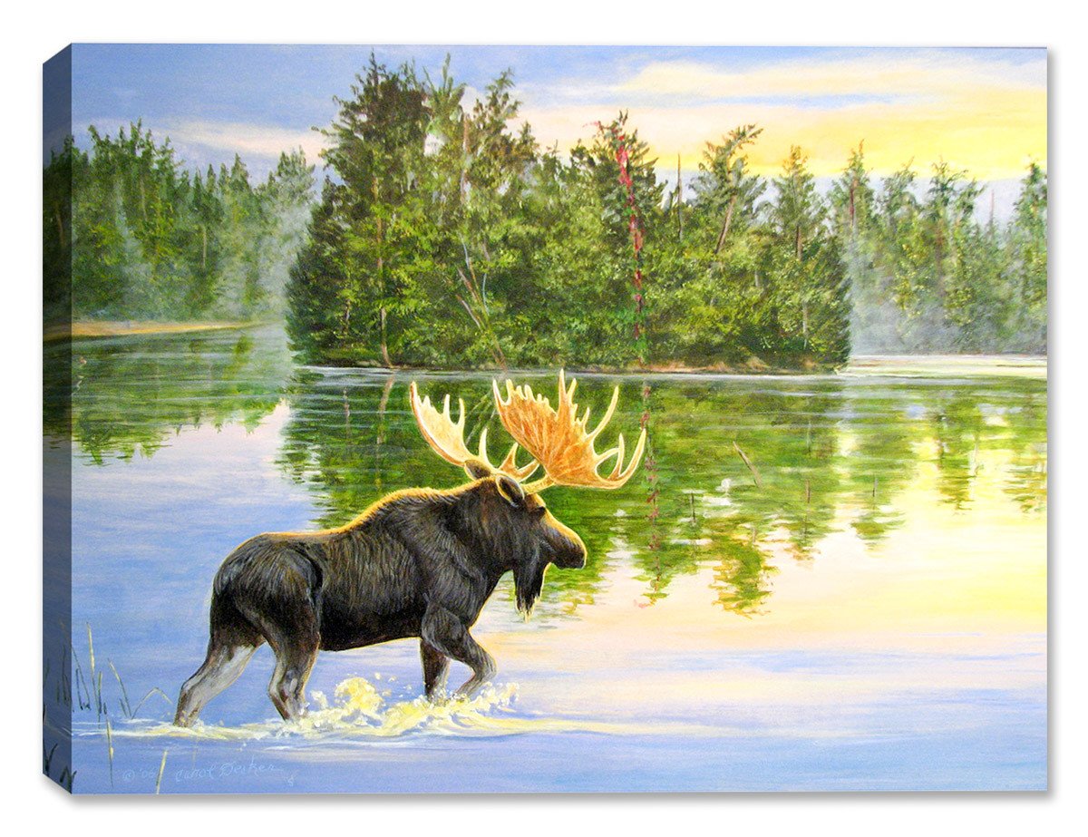 1200x923 Wilderness Lake - Moose Painting