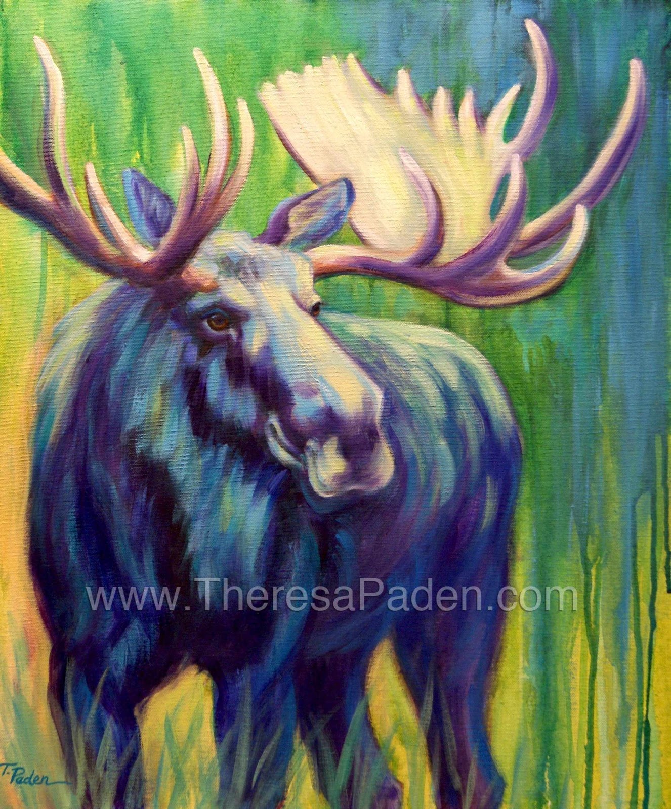 1326x1600 Wildlife Art Of The West Moose Painting In Bright Colors By - Moose Painting