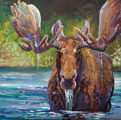 236x234 Painted Moose - Moose Painting