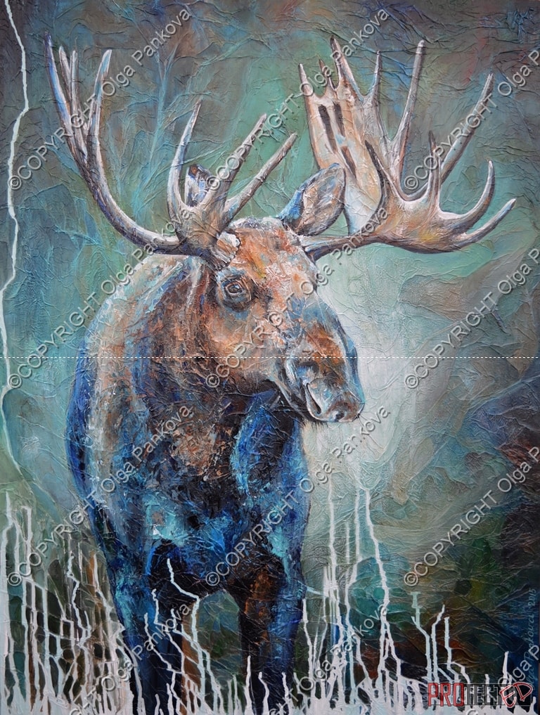 768x1017 Art Painting Moose Bullwinkle - Moose Painting