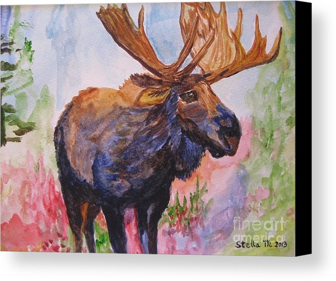 678x567 Mister Moose Canvas Print Canvas Art By Stella Sherman - Moose Painting Canvas