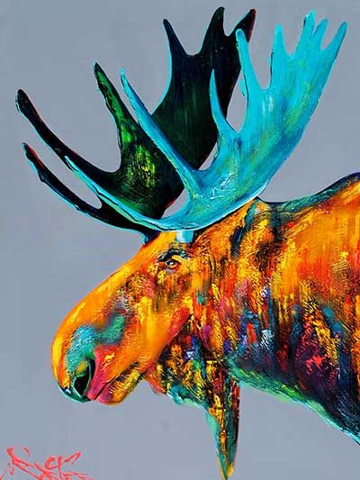 400x533 Moose 48 X 36 Mixed Media On Canvas By Brian Porter. Available - Moose Painting Canvas