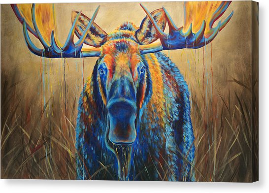 546x392 Moose Marsh Painting By Teshia Art - Moose Painting Canvas