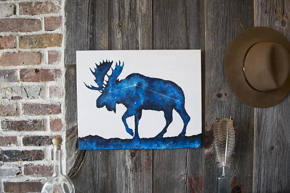 570x380 Moose Painting Moose Wall Art Moose Canvas Moose Decor - Moose Painting Canvas