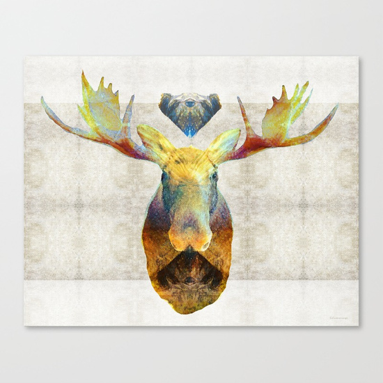 550x550 Mystic Moose Art By Sharon Cummings Canvas Print By Sharoncummings - Moose Painting Canvas