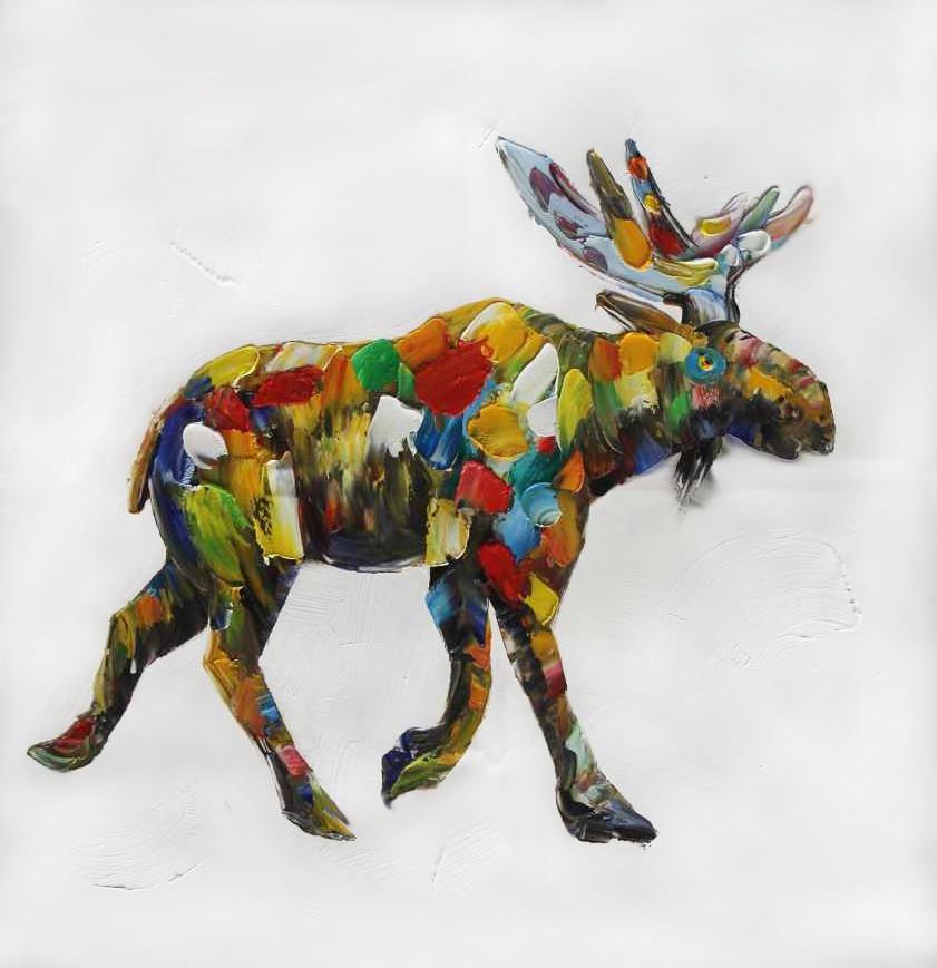 841x869 Pop Moose Creative Strokes - Moose Painting Canvas