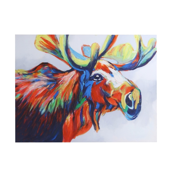 600x600 Shop Acrylic Contemporary Moose Hand Painted In High Gloss - Moose Painting Canvas