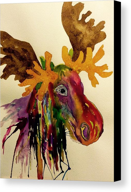 508x740 Colorful Moose Head - Moose Painting Canvas