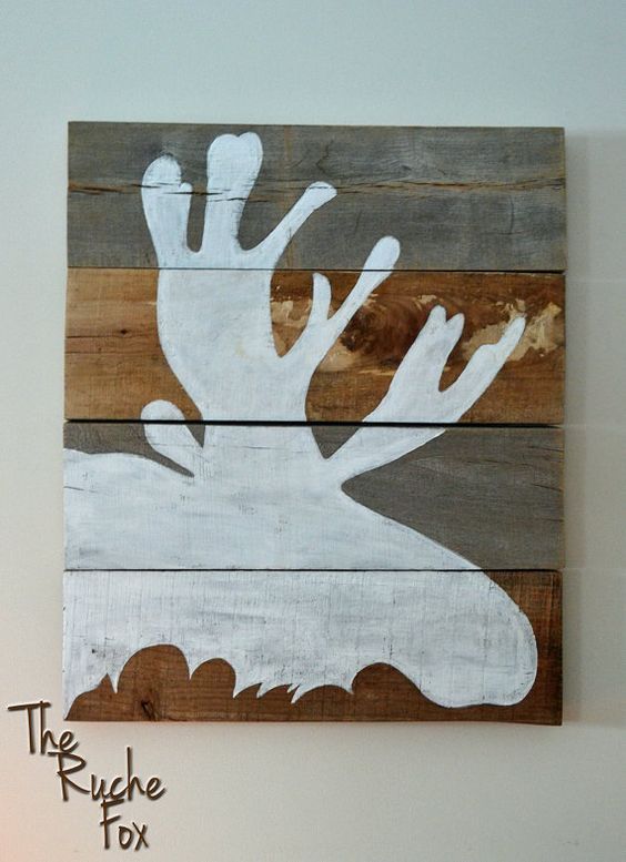 564x777 Moose Silhouette Painting On Reclaimed Wood Silhouette Painting - Moose Painting On Wood