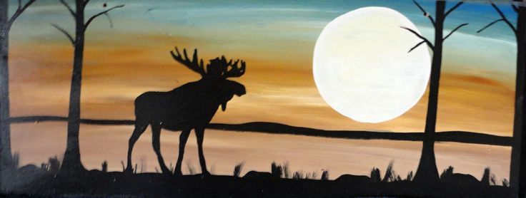 736x278 Moose Silhouette Painting 17 Best Images About Moose - Moose Painting On Wood