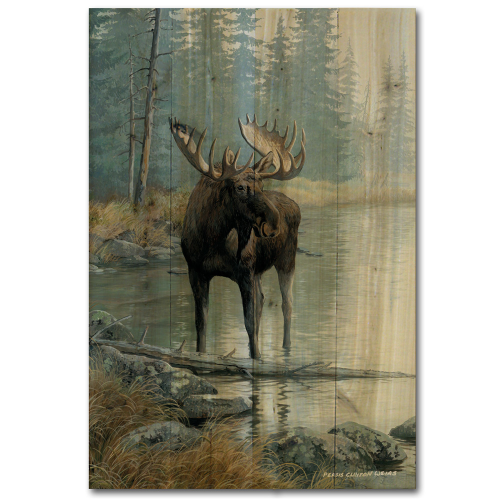 1000x1000 Quiet Water Moose Wood Wall Art - Moose Painting On Wood