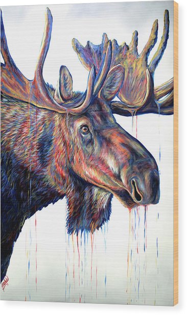 366x618 Velvet Moose Painting By Teshia Art - Moose Painting On Wood