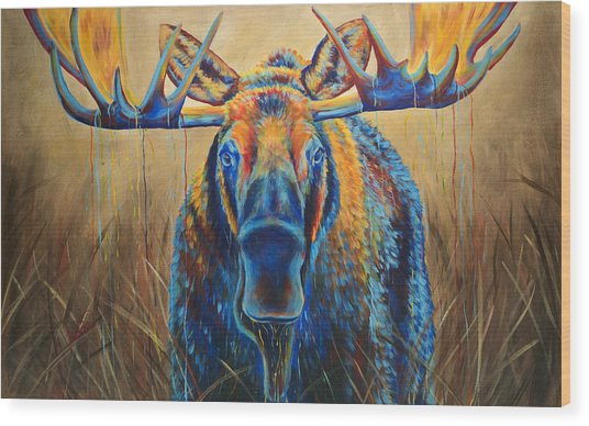 536x388 Moose Marsh Painting By Teshia Art - Moose Painting On Wood