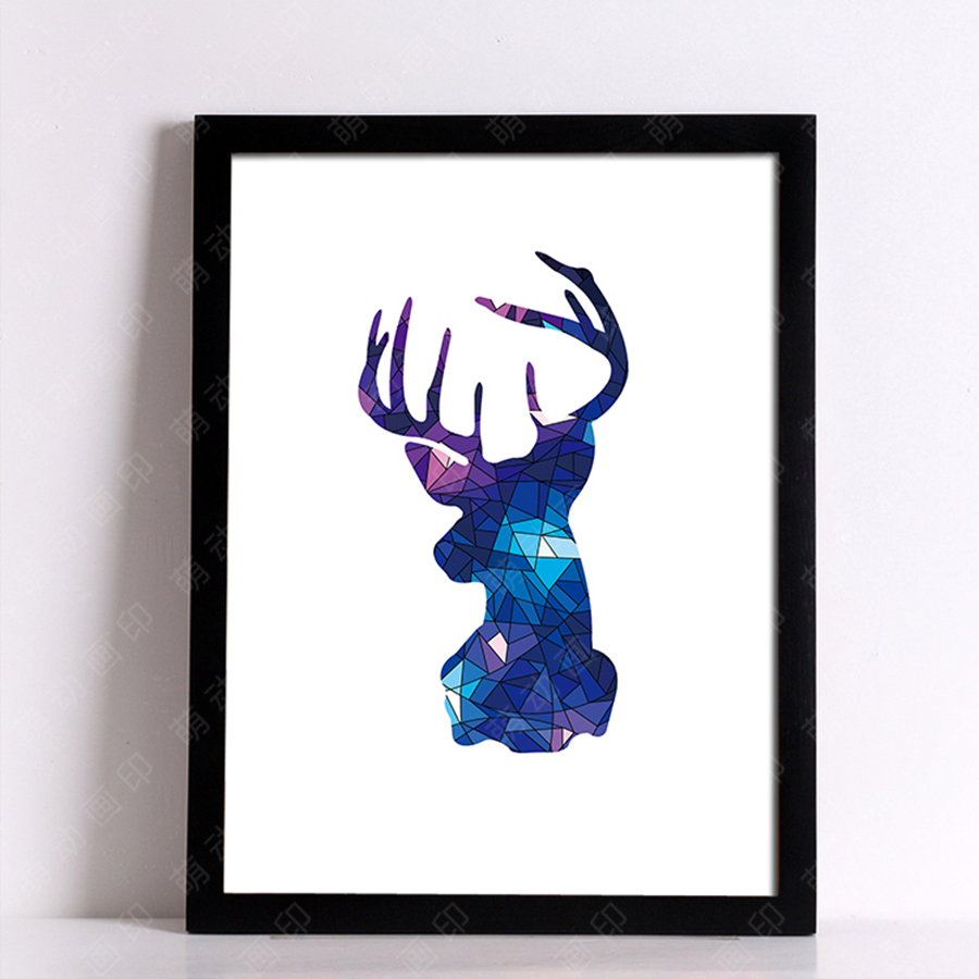 900x900 Nordic Style Deer Head Decorative Wall Painting Canvas Art Print - Moose Silhouette Painting