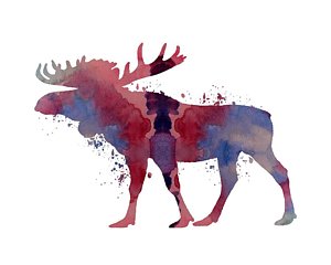 300x240 Baby Moose Paintings Fine Art America - Moose Silhouette Painting