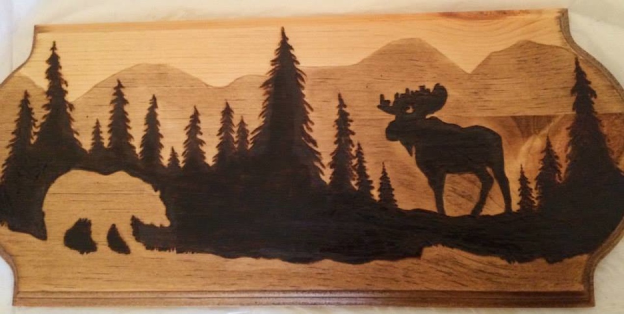 1272x640 Bear Moose Silhouette Plaque - Moose Silhouette Painting