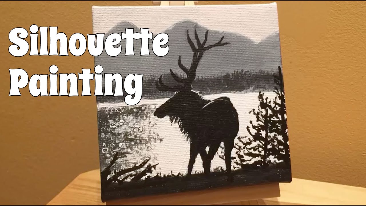 1280x720 Easy Silhouette Paintings Black Amp White Painting (Time Lapse - Moose Silhouette Painting