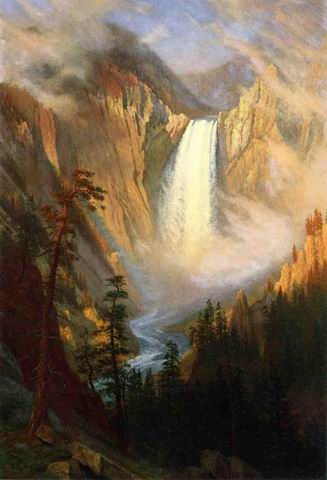 327x480 Yellowstone Falls Painting, Athomas Moran Paintings Reproduction - Moran Painting