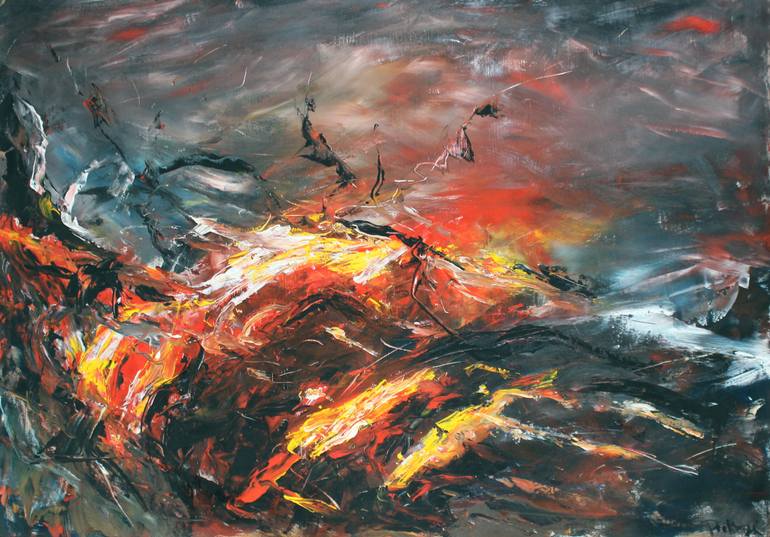 770x537 Saatchi Art Mordor Fireplace Burning Painting By Petr Prikryl - Mordor Painting