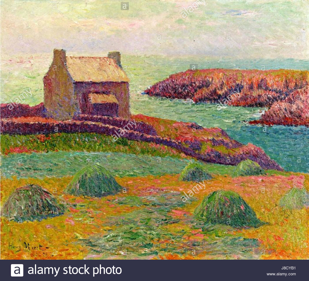 1300x1185 Henry Moret House On A Hill Stock Photo 142885093 - Moret Painting