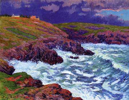 450x350 Storm , The Coast Painting, Ahenri Moret Paintings Reproduction - Moret Painting