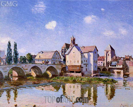 463x373 The Moret Bridge In The Sunlight Alfred Sisley Painting - Moret Painting