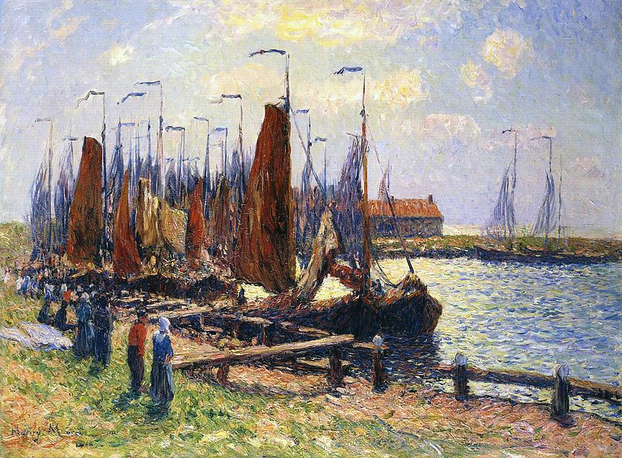 900x663 The Port Of Volendam Painting By Henry Moret - Moret Painting