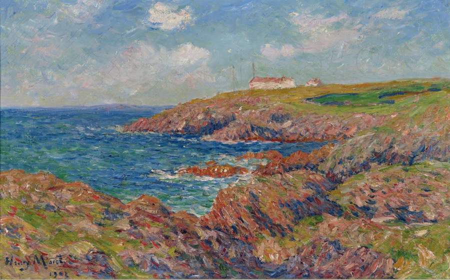 900x560 The Semaphore Cote De Bretagne 1902 Painting Henry Moret Oil - Moret Painting