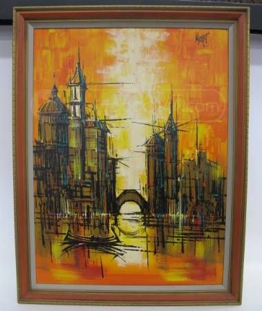 379x450 Xl Modern Art Cityscape Painting Signed Moret - Moret Painting