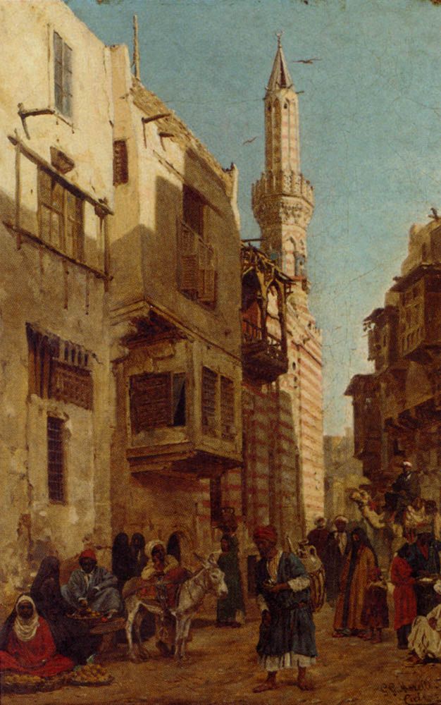 626x1000 G. G. Moretti, A Bustling Cairo Street Fine Artmonth 8 - Moretti Painting