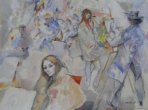 300x224 Original Signed Watercolor Painting Working Artists Listed French - Moretti Painting