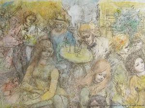 300x224 Vintage Original Signed Watercolor Painting Listed French L.p. - Moretti Painting