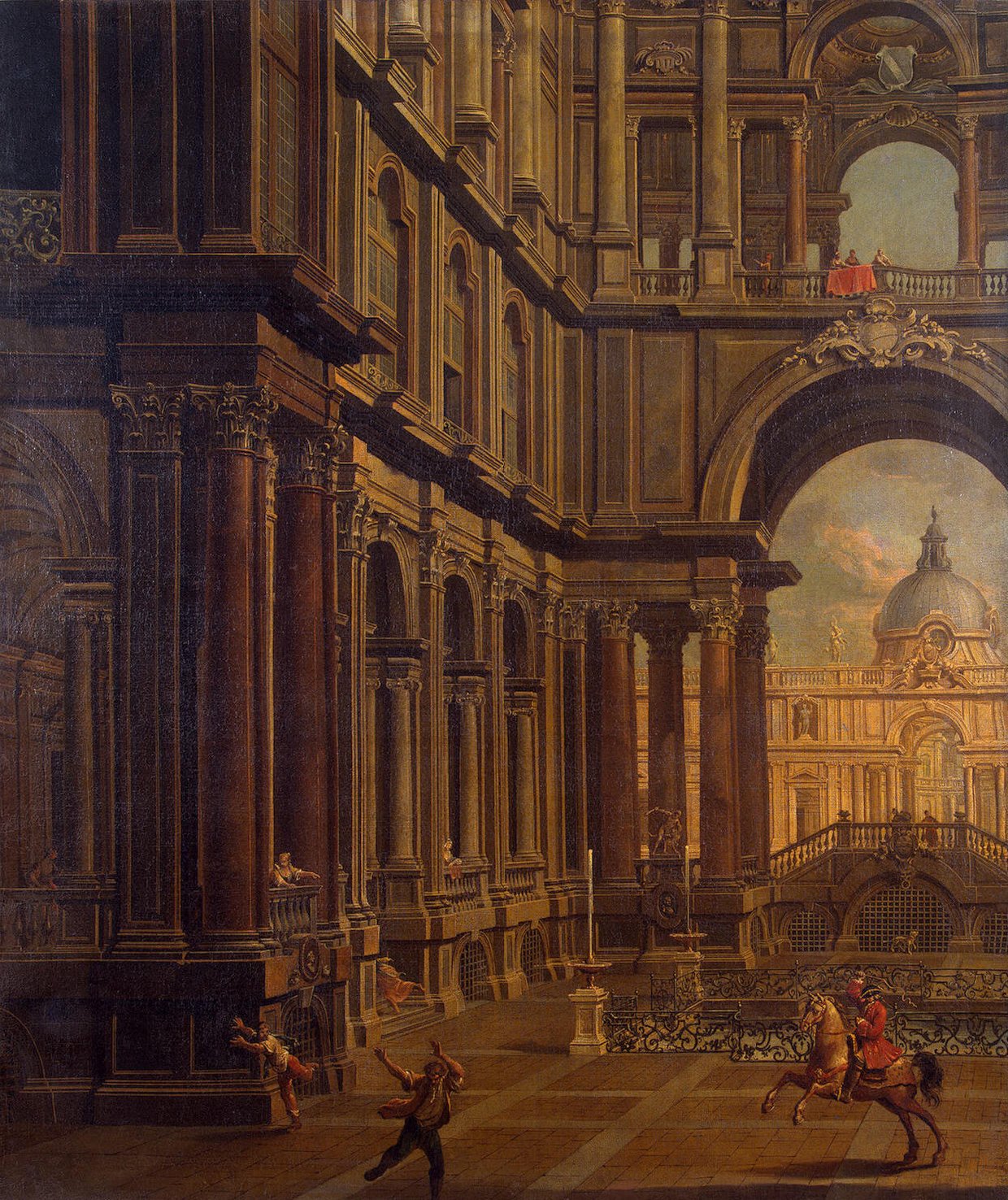 1240x1476 Architectural Perspective Painting Moretti Pietro Oil Paintings - Moretti Painting