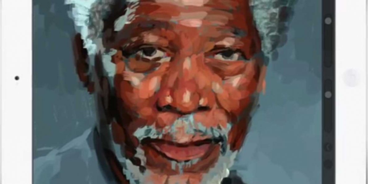 1190x595 Ipad Finger Painting Of Morgan Freeman - Morgan Freeman Painting
