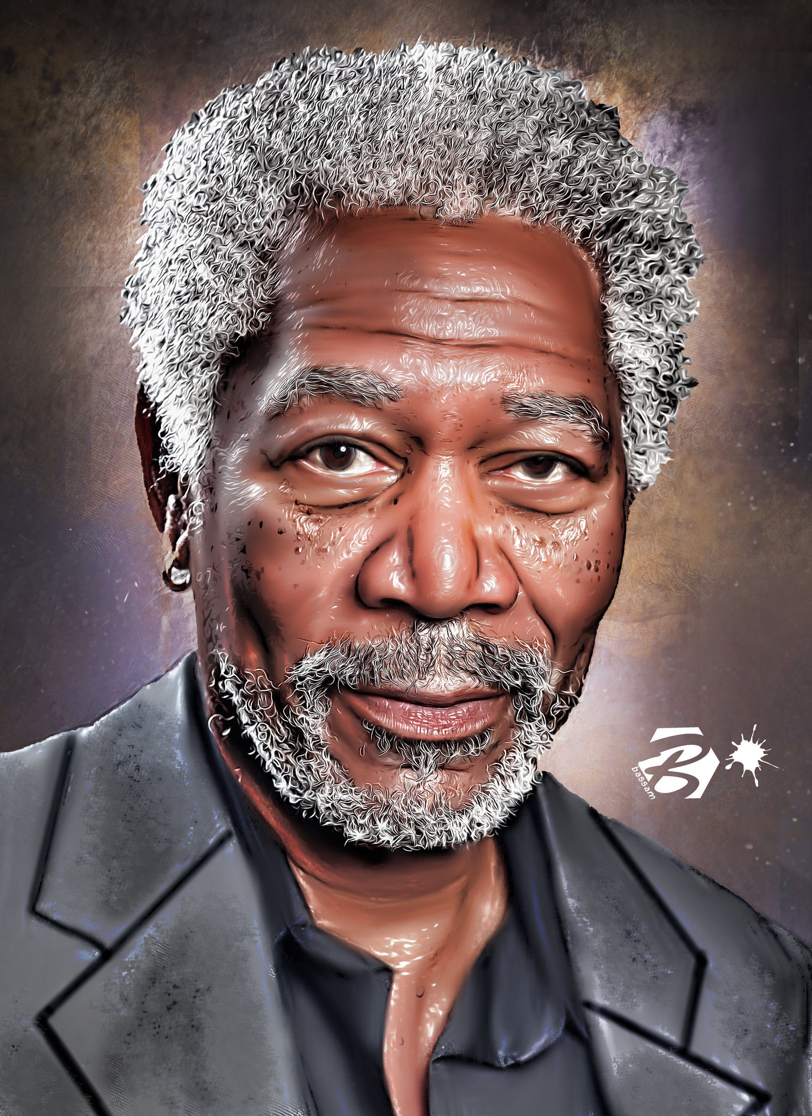 1600x2198 Morgan Freeman By Bassam21312 - Morgan Freeman Painting