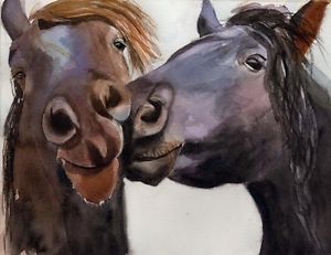 300x231 Giclee Print Friesian Warmblood Morgan Horse Equine Painting Art - Morgan Horse Painting