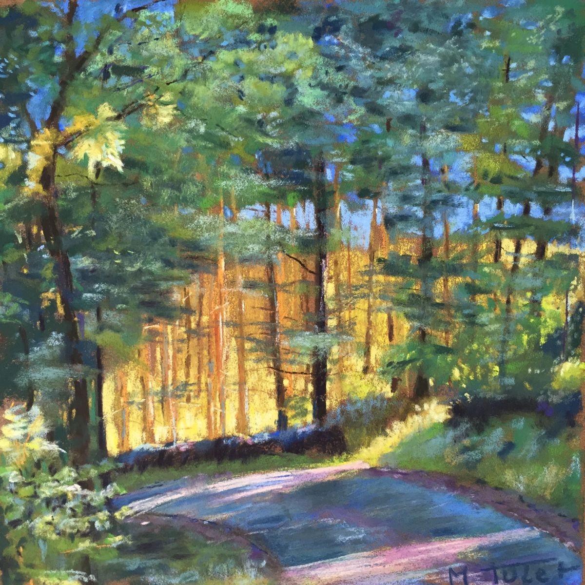 1200x1200 Morning Light In The Forest (Martine Tulet) - Morning Light Painting