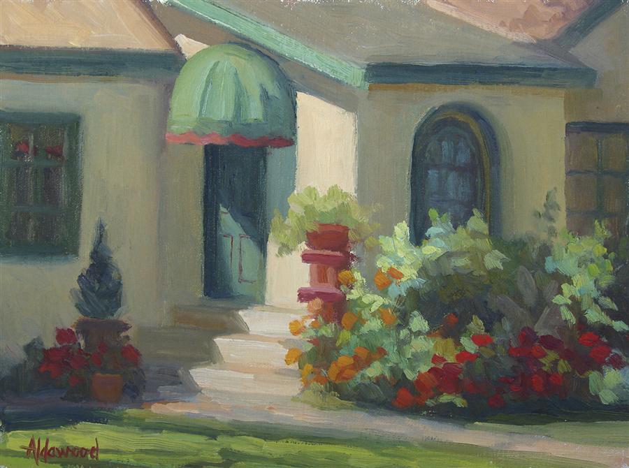 900x670 Green Door In Morning Light By Sherri Aldawood - Morning Light Painting