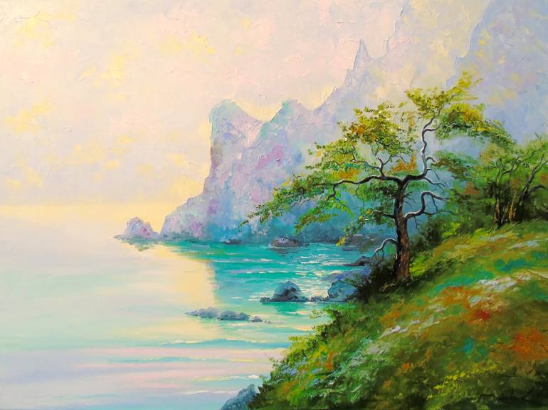770x576 Saatchi Art Morning By The Sea Painting By Olha Darchuk - Morning Painting