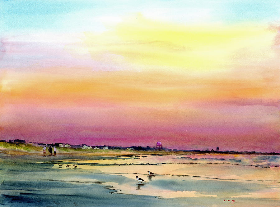 900x667 Early Morning Walk Avalon Nj Painting By Paul Temple - Morning Painting