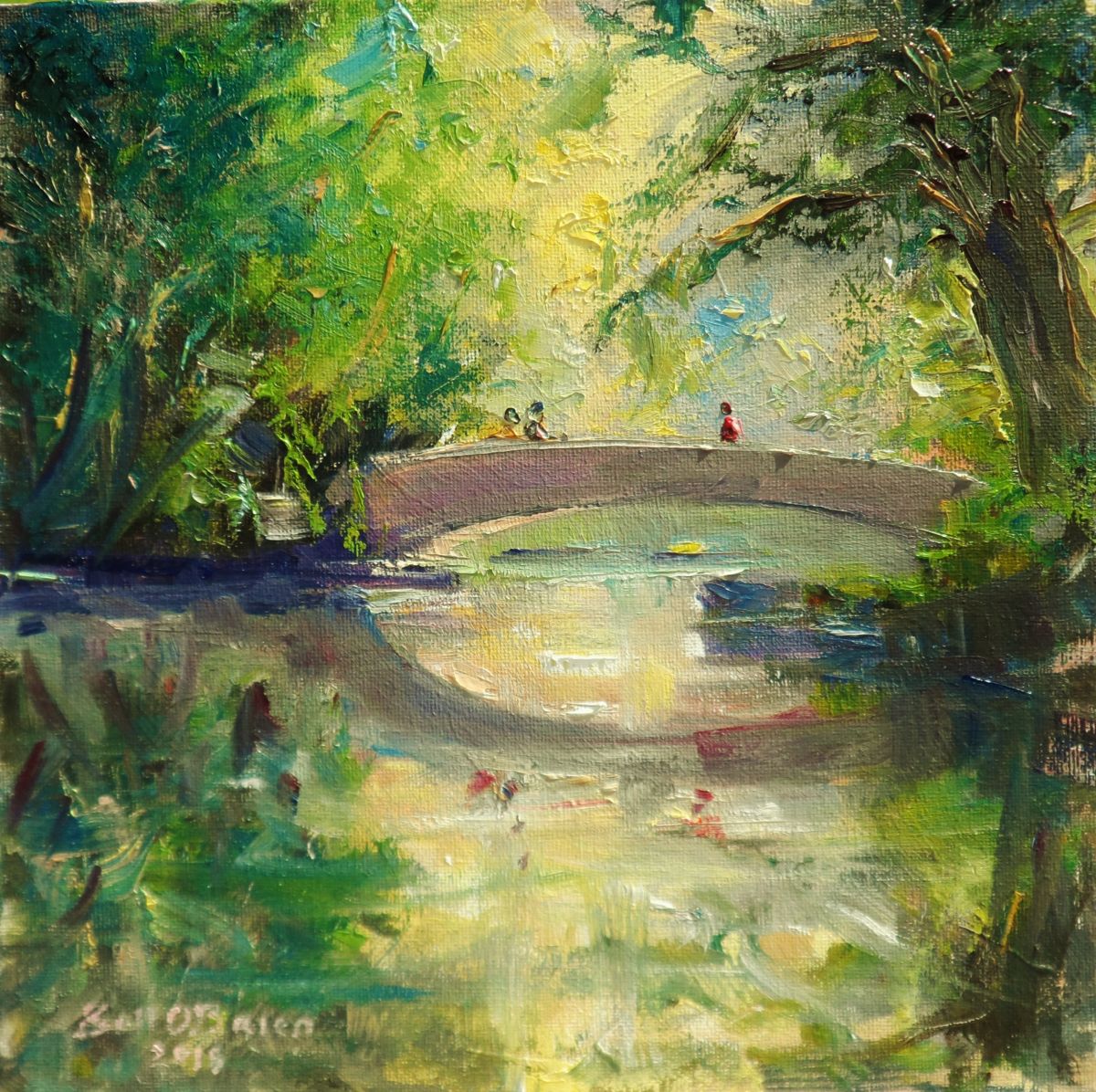 1200x1196 Stephens Green Bridge Morning Sun (Bill O'Brien) - Morning Sun Painting