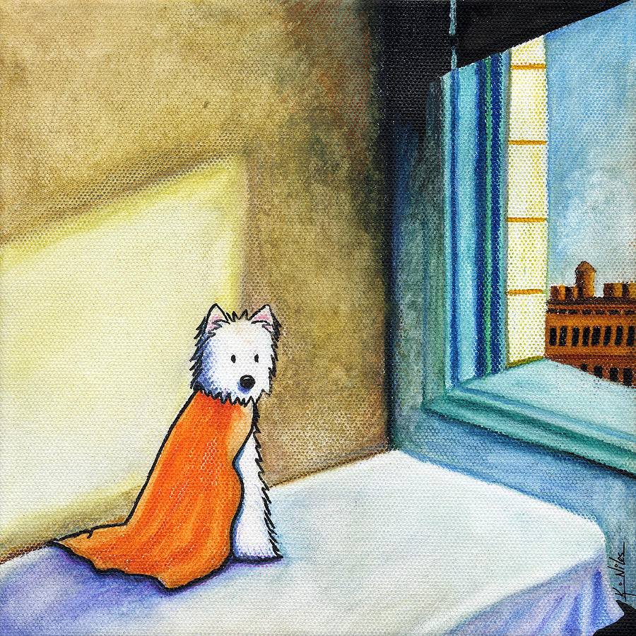 900x900 Westie In Morning Sun Painting By Kim Niles - Morning Sun Painting