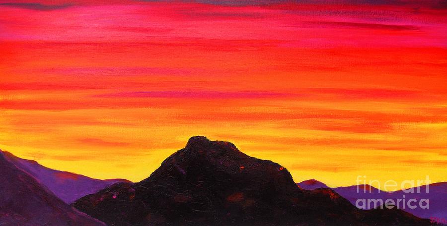 900x456 Red Mountain Sunrise Painting By S J Killian - Morning Sunrise Painting