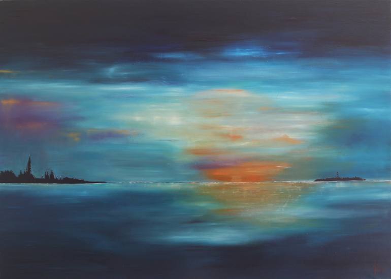 770x549 Saatchi Art Winter Morning Sunrise Over The Lido Painting By - Morning Sunrise Painting