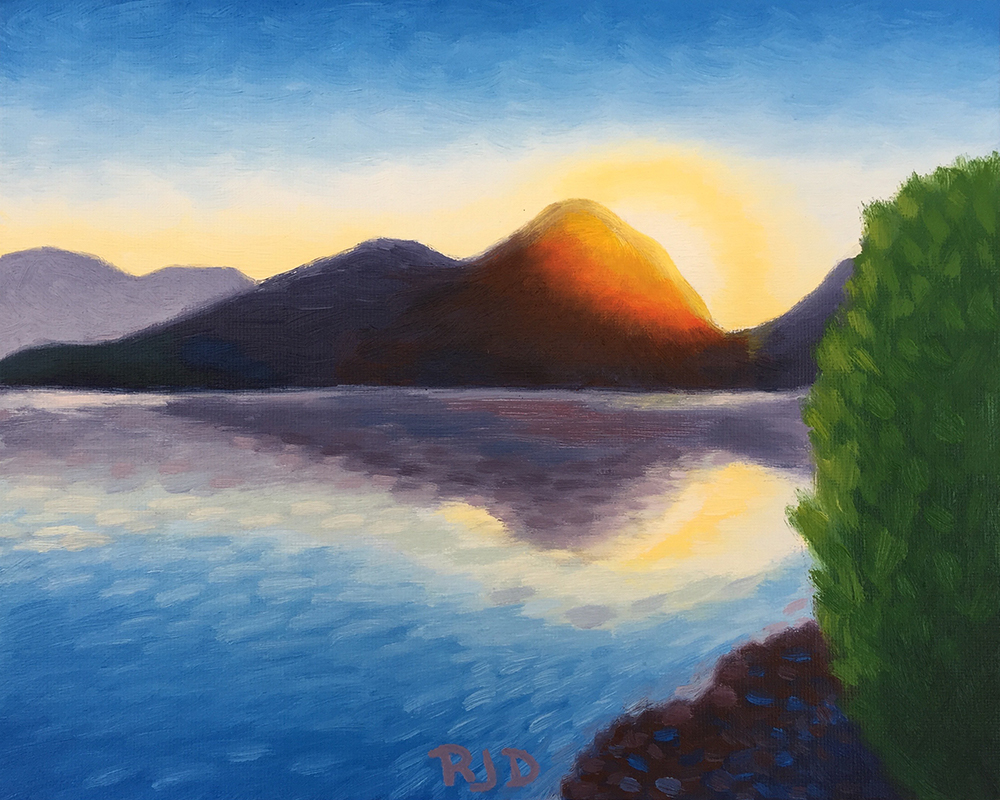 1000x800 Saguaro Lake Sunrise Oil On Panel Rjd Fine Art - Morning Sunrise Painting