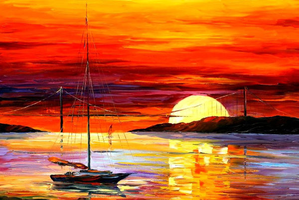 600x402 Sunrise Paintings - Morning Sunrise Painting
