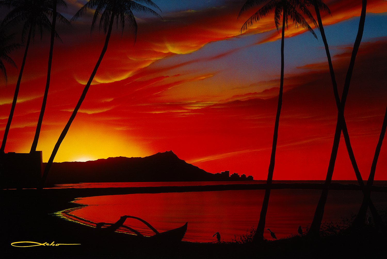 1500x1004 Diamond Head Sunrise Original Painting - Morning Sunrise Painting